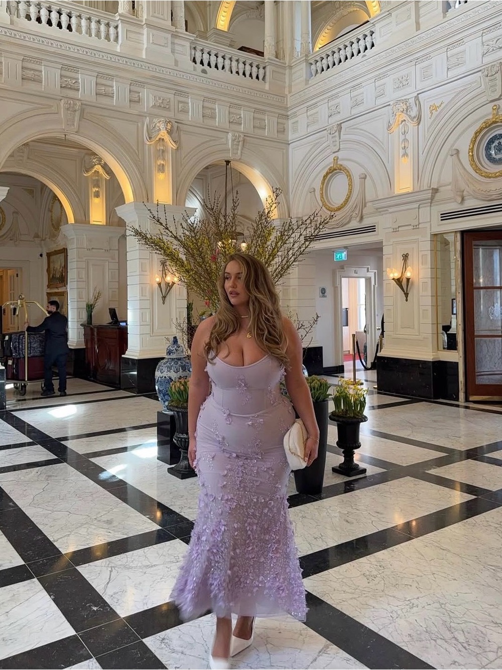 OH POLLY Embellished Fishtail Corset Gown in Lilac 0